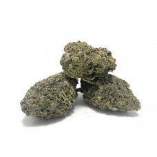 3 Sugar Black Rose strain buds on a blank white background