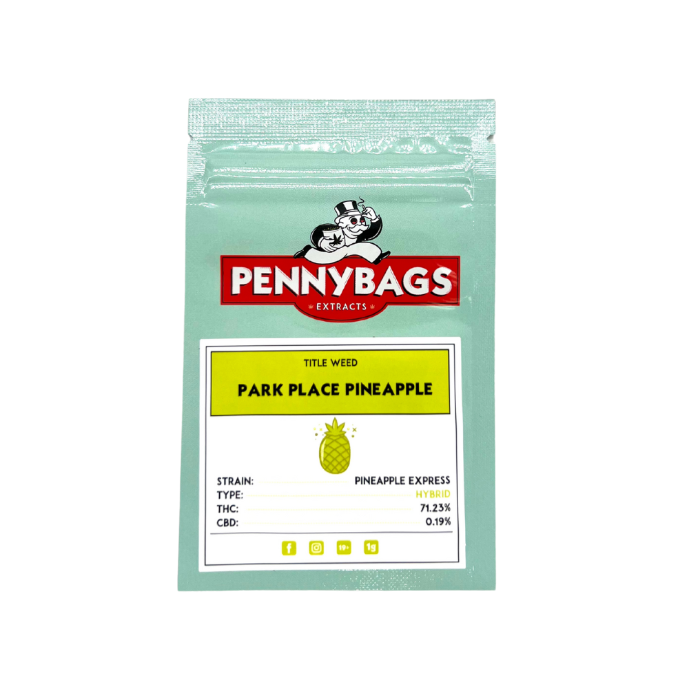 An image of Park Place Pineapple Pennybags Shatter on a white background