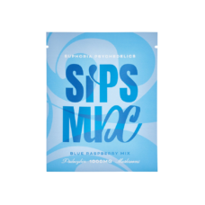Blue packaging of Euphoria Psychedelics Blue Raspberry Sips Mix 1000mg shown on a white background