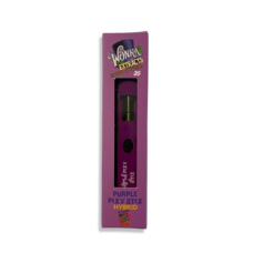 Wonka Extracts Purple Pixy Stix Hybrid Vape Pen 2g – purple disposable THC vaporizer with live resin blend, packaged in a matching purple box